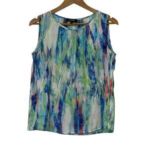 NINE WEST Tank Top‎ M Multicolor Abstract Print Sleeveless Blouse Summer Chic